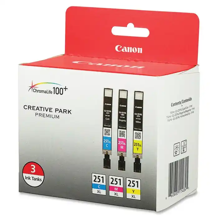 Canon Ink Toner Cartridge, CLI251XLCMY, Tri-Color, Pack of 3 Viral
